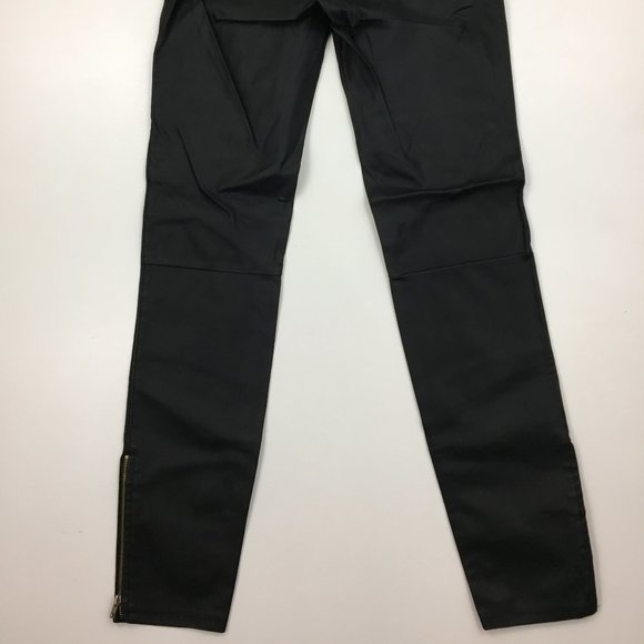 NWOT ZARA Black Faux Leather Pull On Zipper Ankle Slim Fit Skinny Pants - Picture 12 of 12